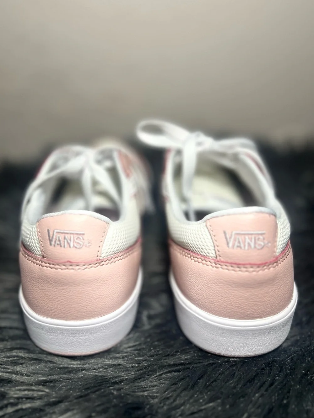 Vans Lowland Sneakers Pink White Perforated Toe Casual ComfyCush Shoes Size 9.5